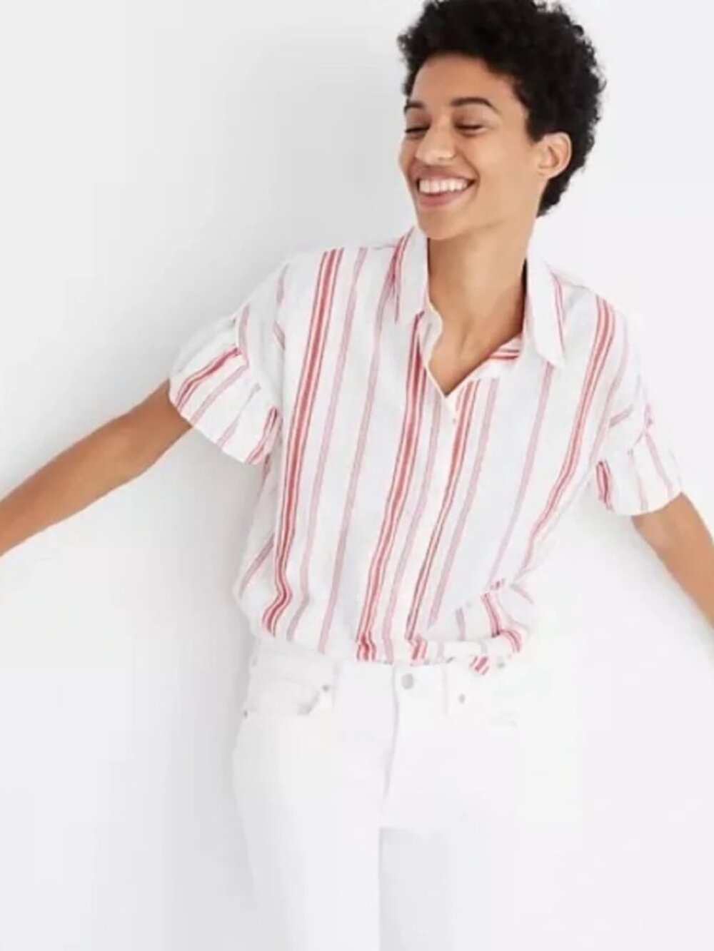 Madewell Central Ruffle-Sleeve Shirt (M)
